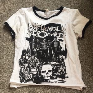 MCR band tee, lightweight, white with NO yellow discolouring